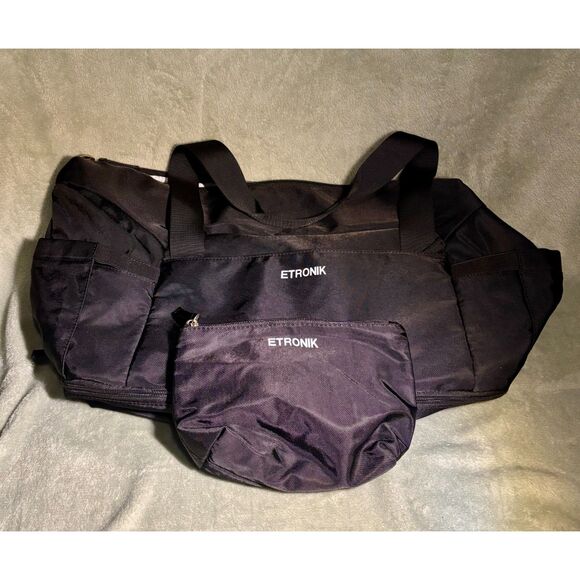Etronik Black Gym Travel Duffel Bag with Shoe Compartment & USB Port, Large - Picture 1 of 6